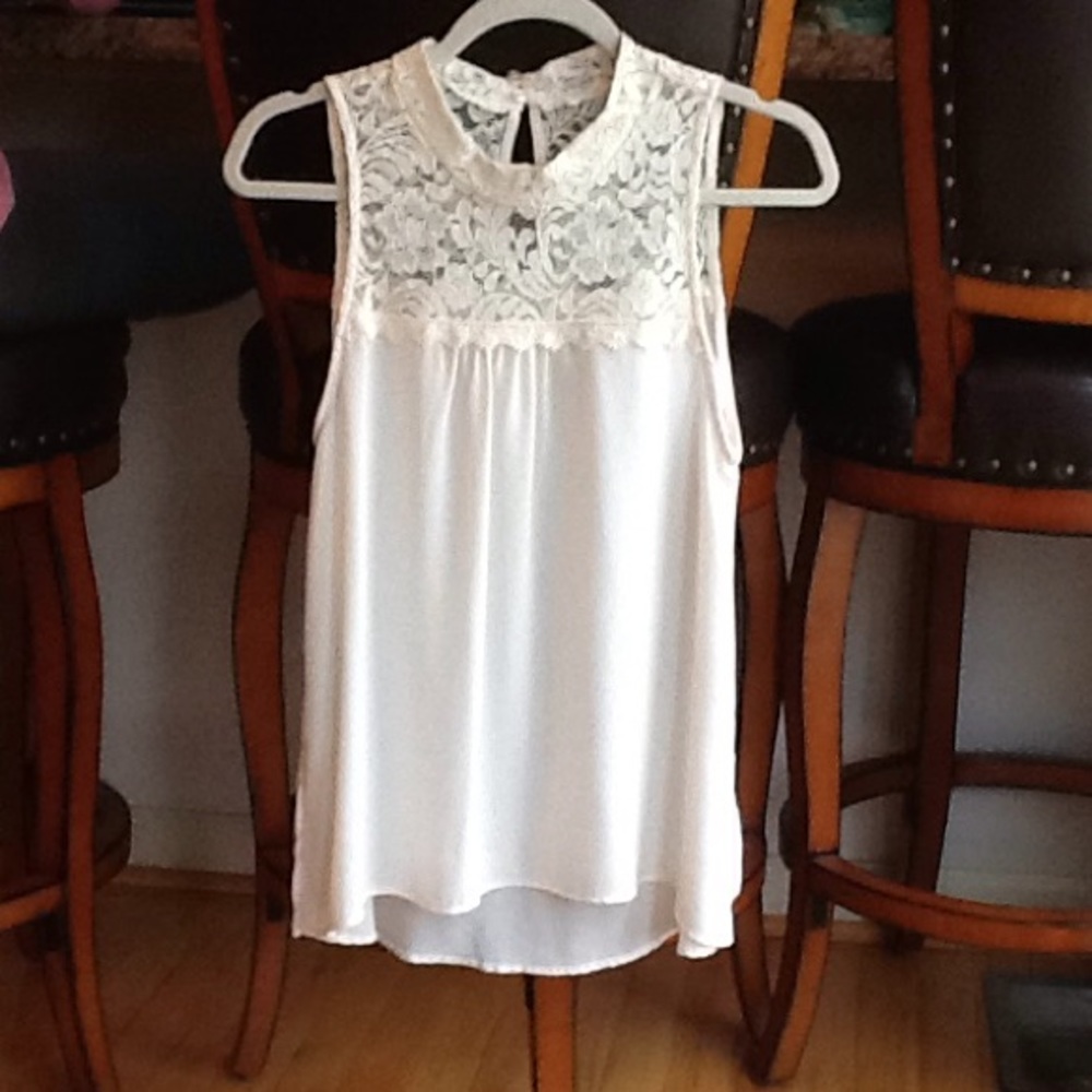 Lush White top with lace detail